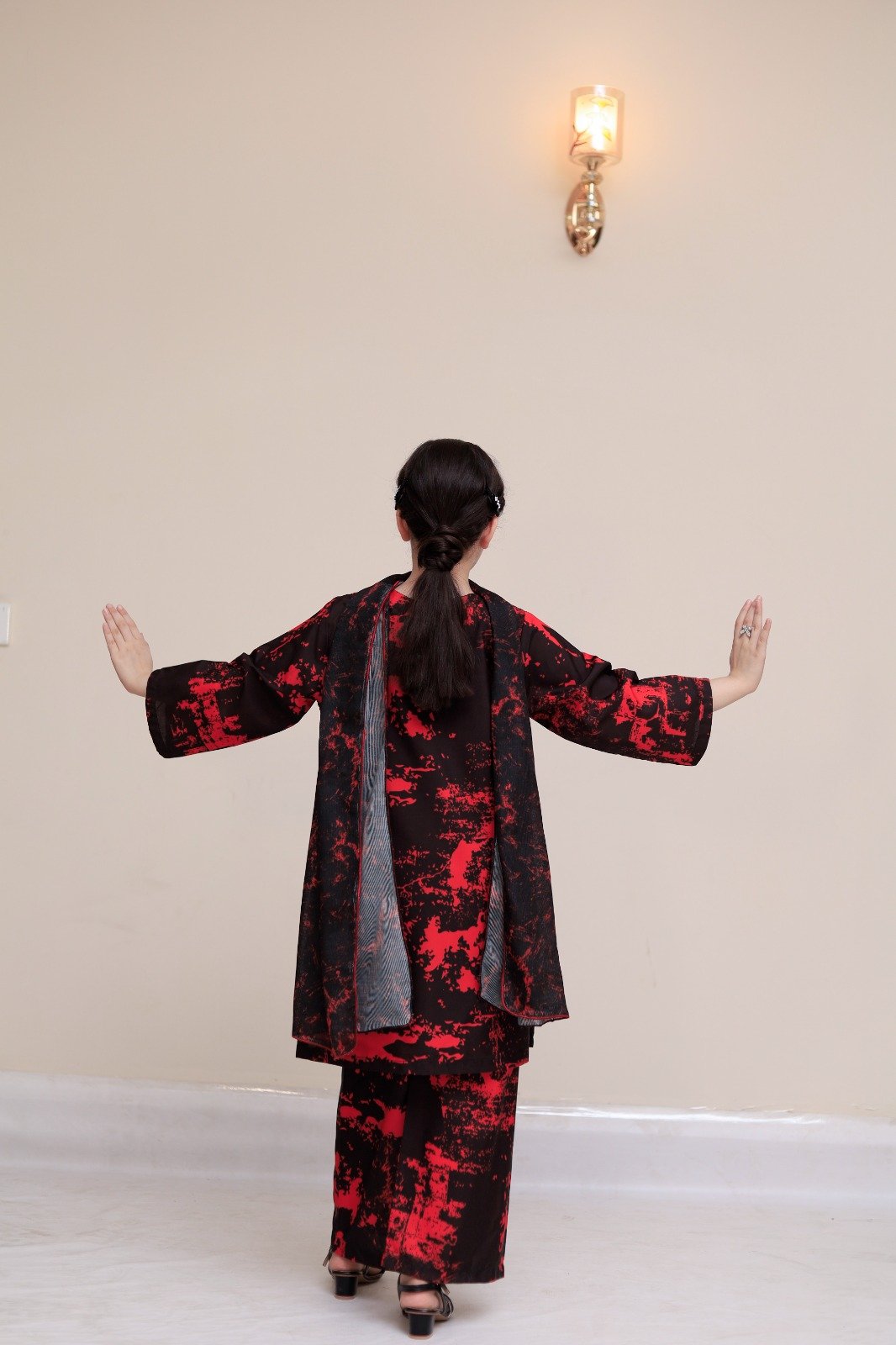 Girls Black & Red Printed 3 Pc Set - Image 2