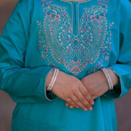 Girls Teal Blue Embroidered Suit Set (9) Girls Teal Blue Embroidered Suit Set (9)